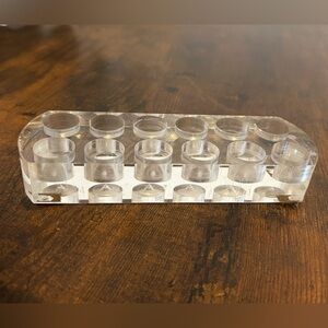 Vintage Mid-Century Lucite Oblong Candle Holder, 12 Holes, Crystal-like